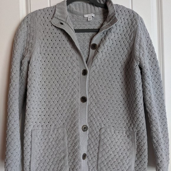 J. Jill Sweaters - J Jill Grey Button Waffle Weave Cardigan
